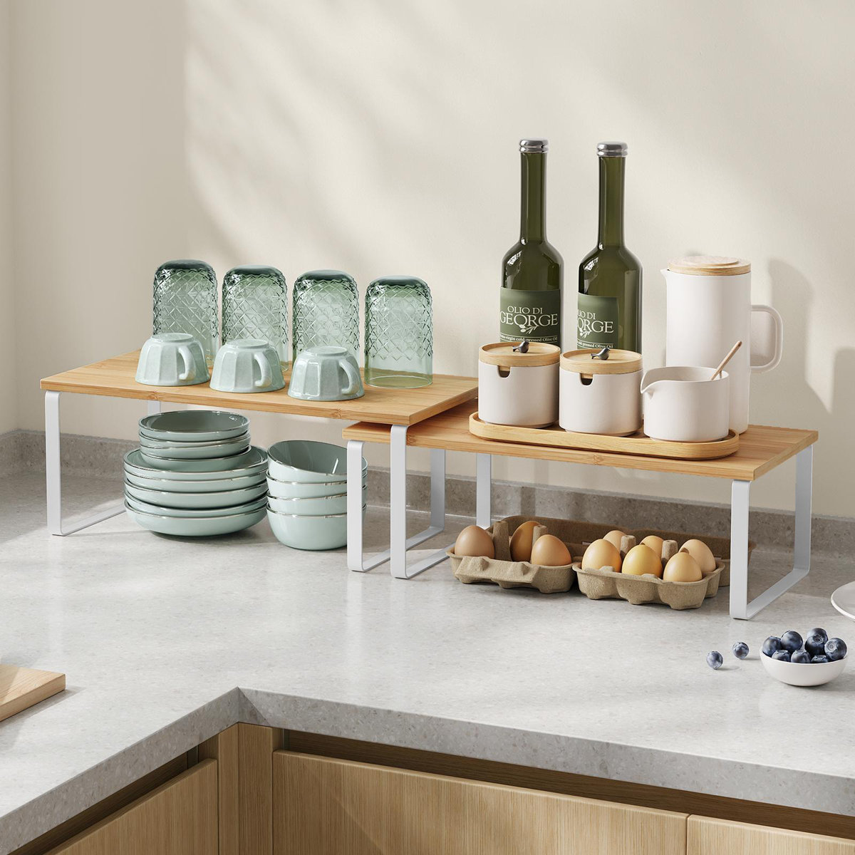 Stackable Cabinet Organizer Shelf (Set of 2)